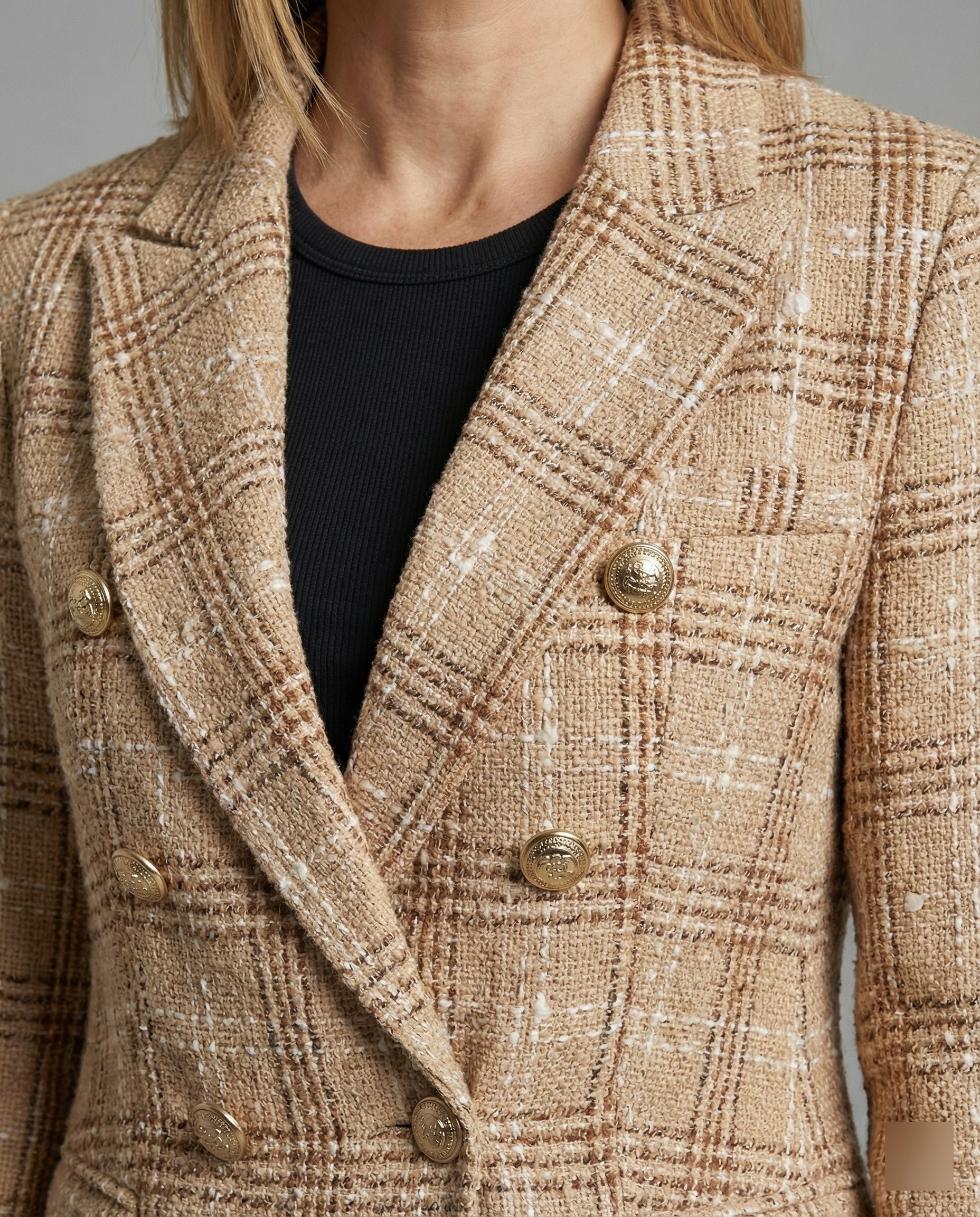 Women's Blazer Tweed Double Breasted