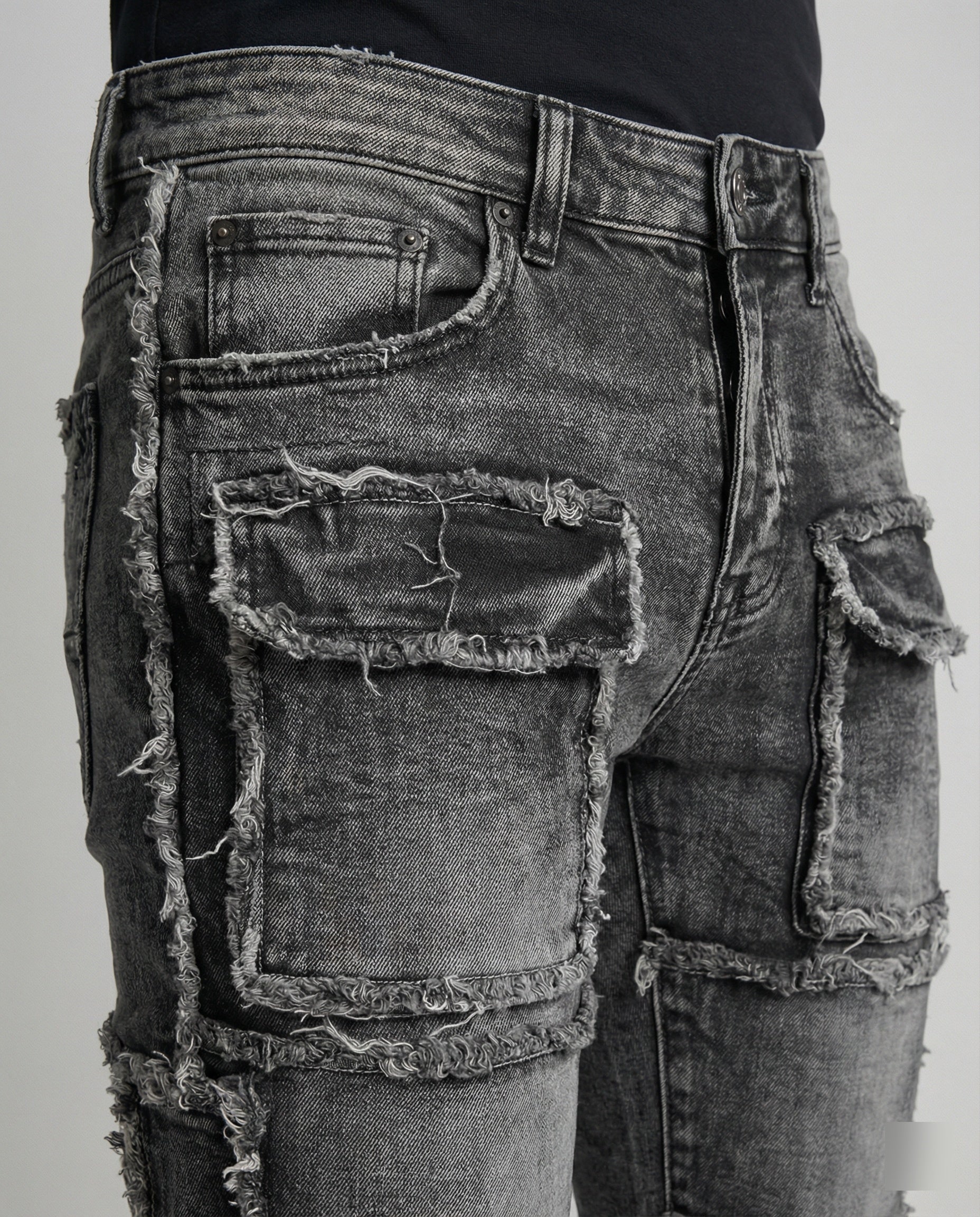 Men's Slim Fit Jeans with Cargo Pockets