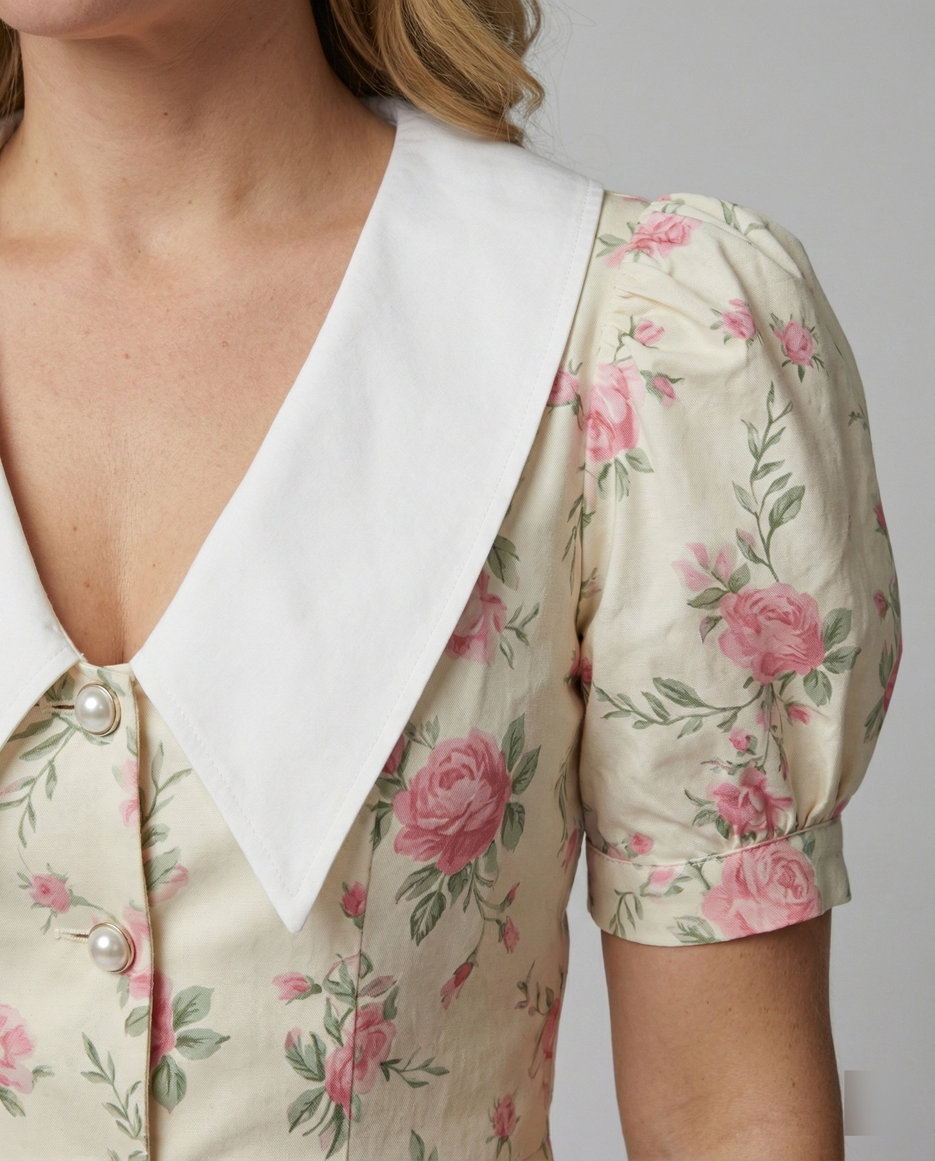 Women's Floral Dress with Puff Sleeves