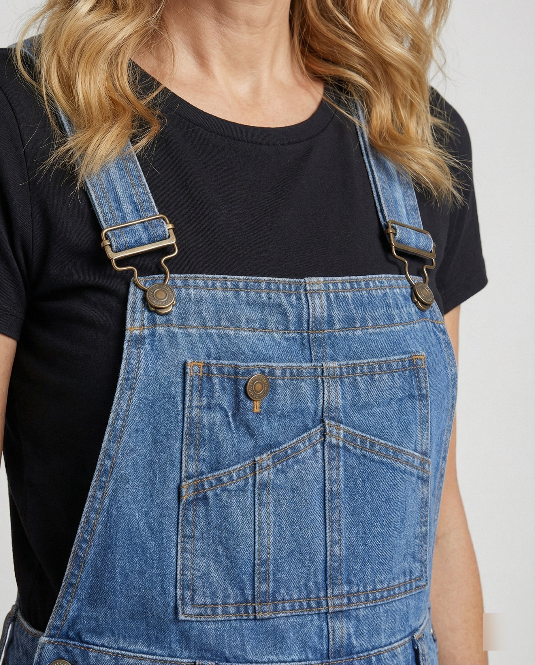 Women's wide denim overalls