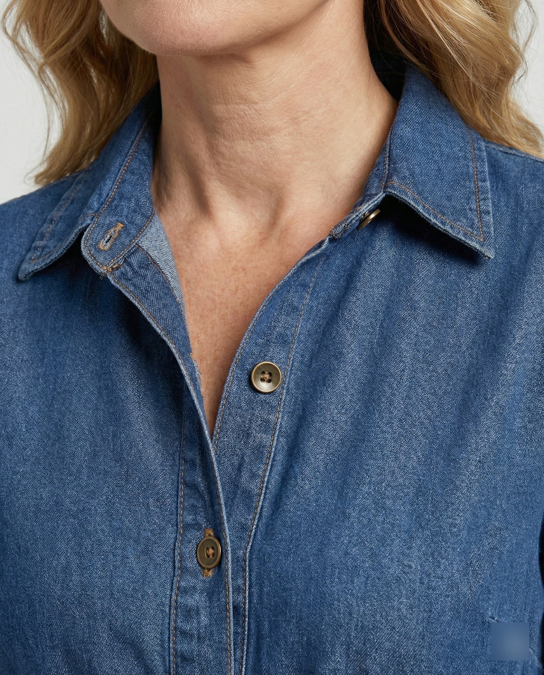 Women Jeans Dress Midi V-Neck