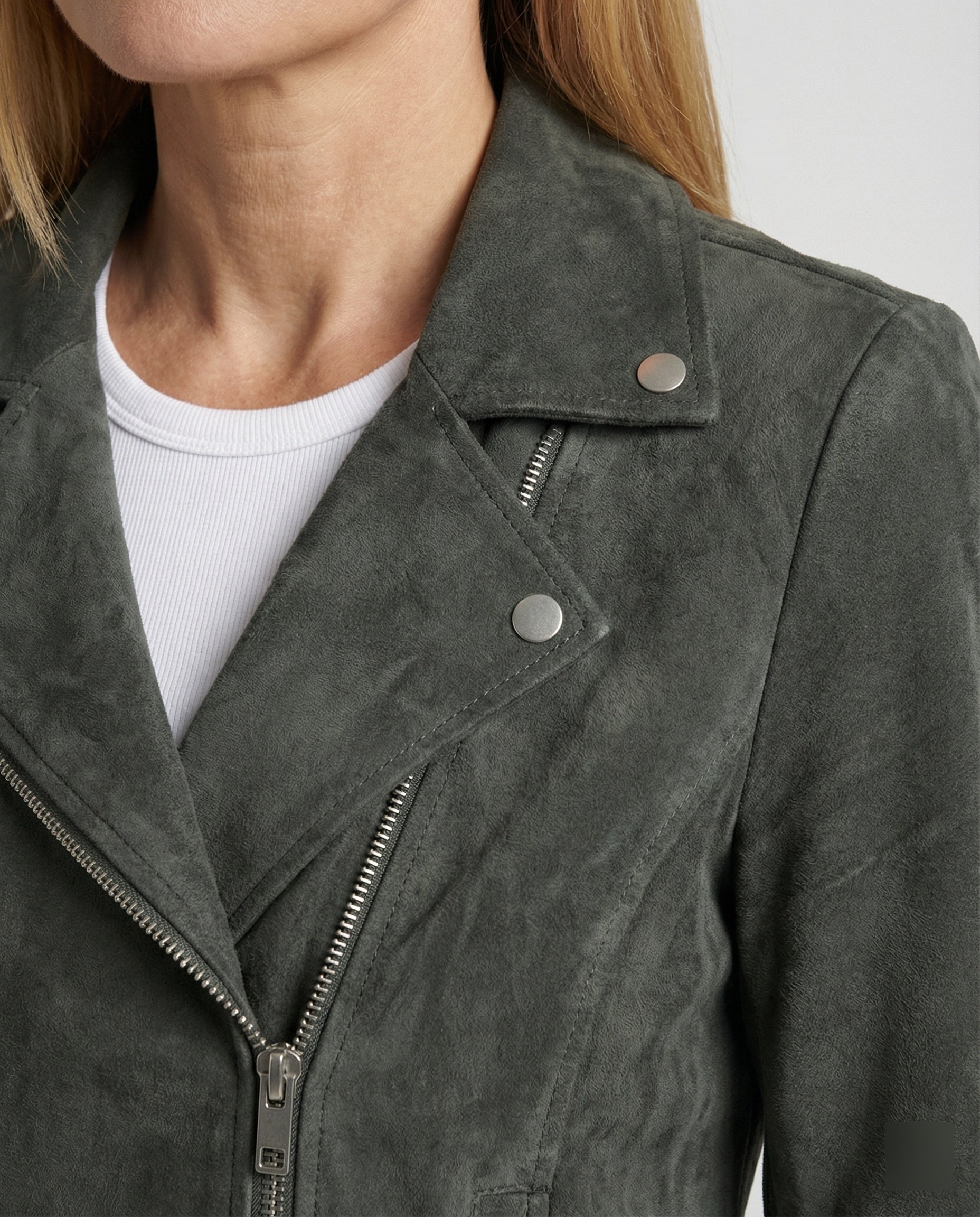 Brown Leather Jacket Women Suede Look