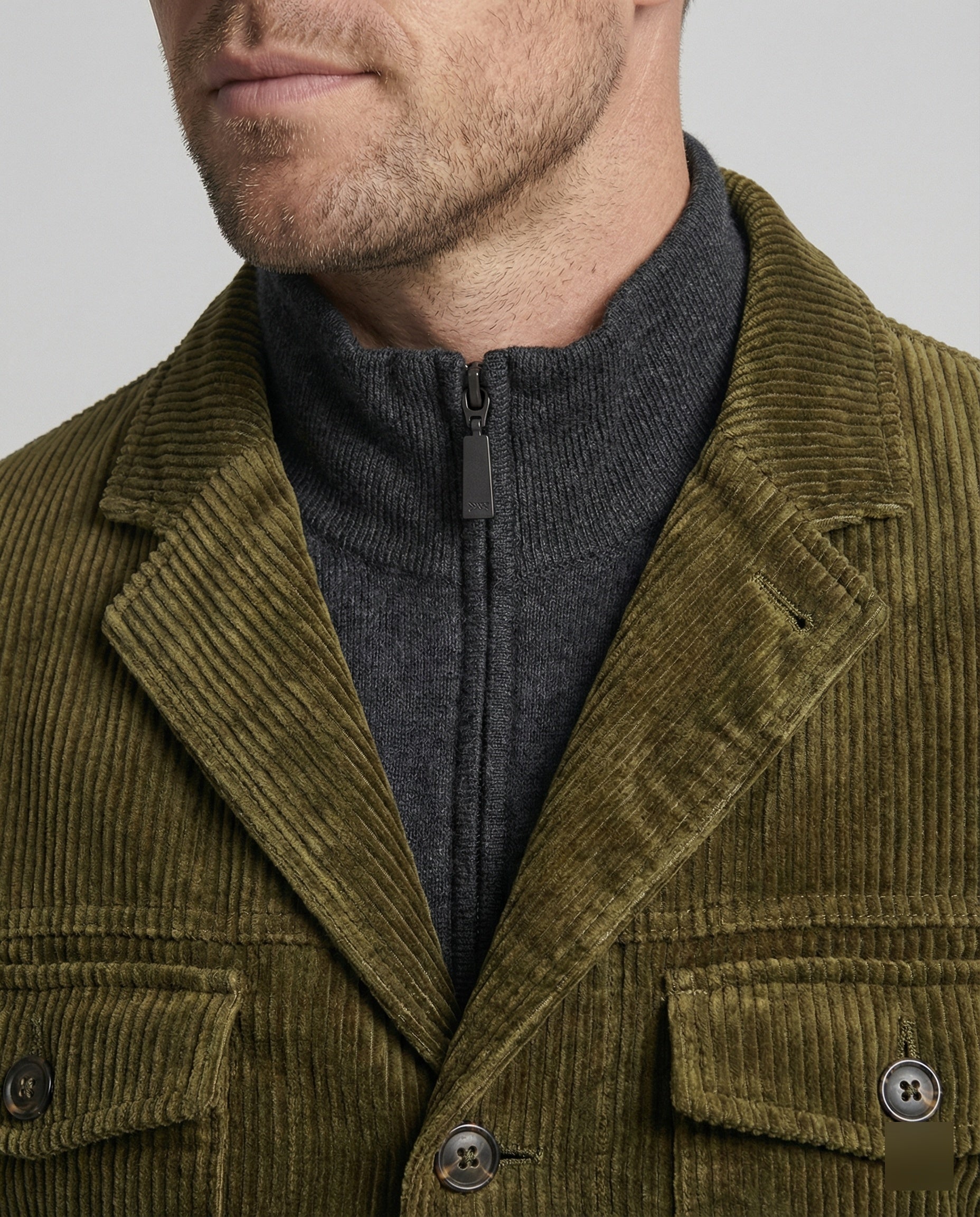 Men's cord jacket with multifunctional pockets and modern cut