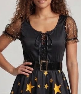Women's fairy-tale witch costume with stars and lace details Chichicherry