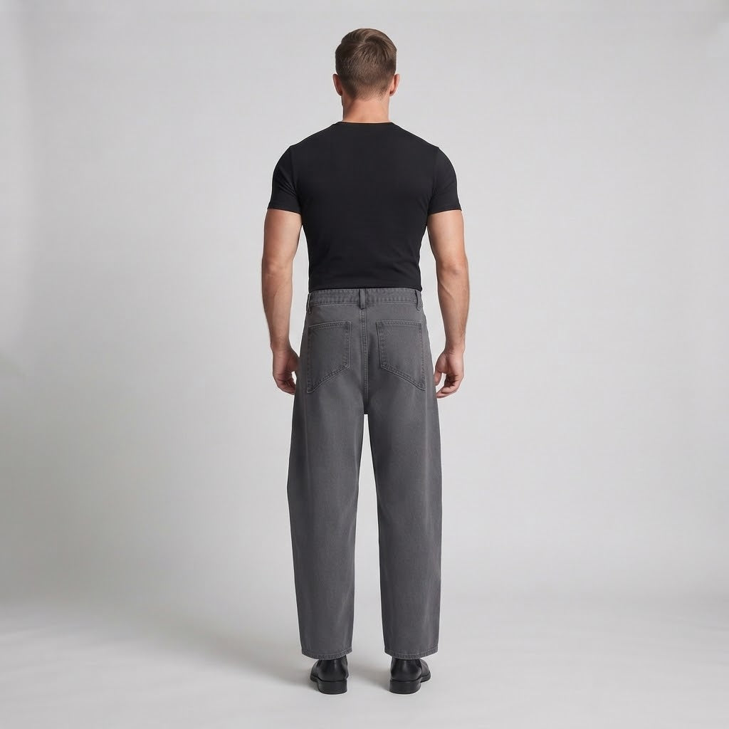 Men's Extra Wide Utility Palazzo Pants with Distinctive Diagonal Seams and Deep Crotch Chichicherry
