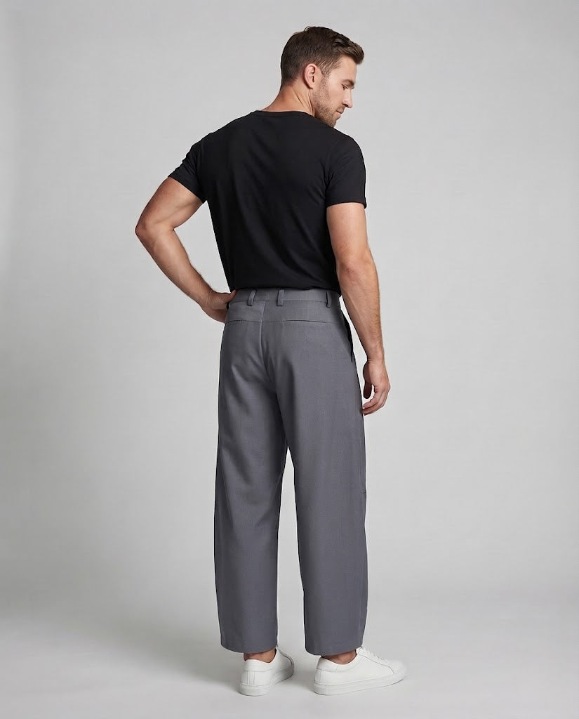 Men's Extra Wide Pleated Palazzo Style Trousers with Drop Crotch Chichicherry