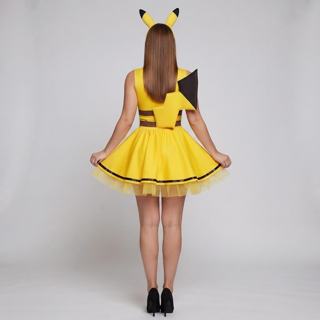 Women's Pikachu Costume Dress with Cheerful Tulle Skirt Chichicherry