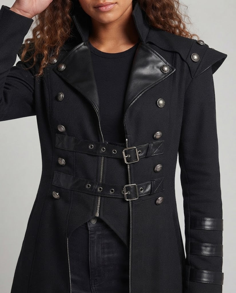 Women's Off-Shoulder Coat with Voluminous Sleeves and Decorative Accents Chichicherry