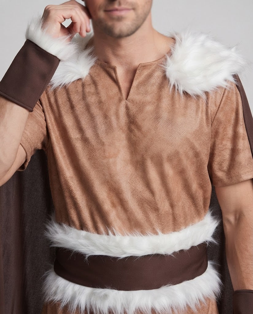 Men's Viking Costume with Hood and Fur Decoration Chichicherry