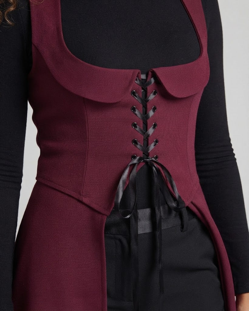 Women's Elegant Dress with Lacing and Asymmetrical Hem Chichicherry