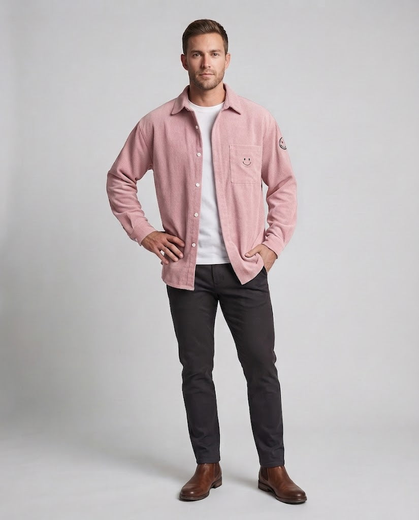 Men's Casual Cord Jacket with Casual Design and Smiley Detail Chichicherry