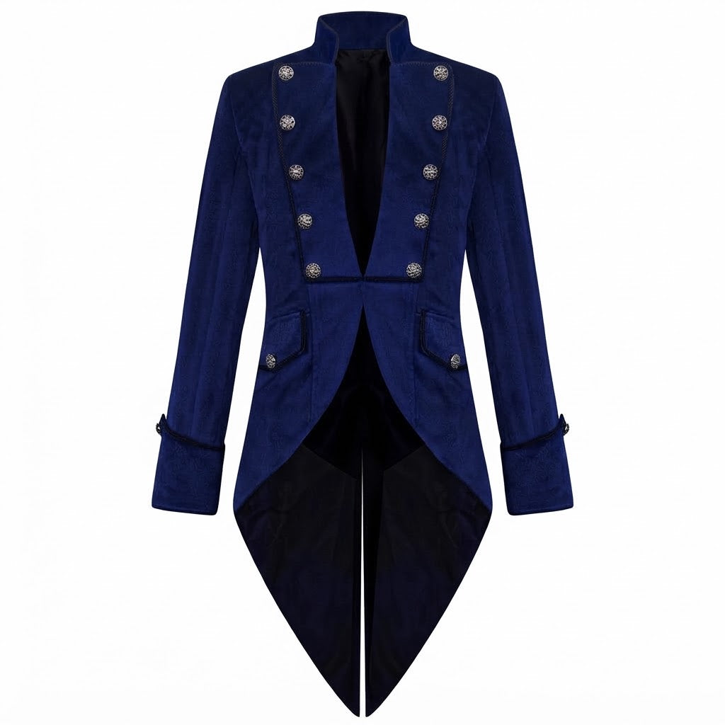 Women's Elegant Frack Coat with Elaborate Buttons and Asymmetrical Hem Chichicherry