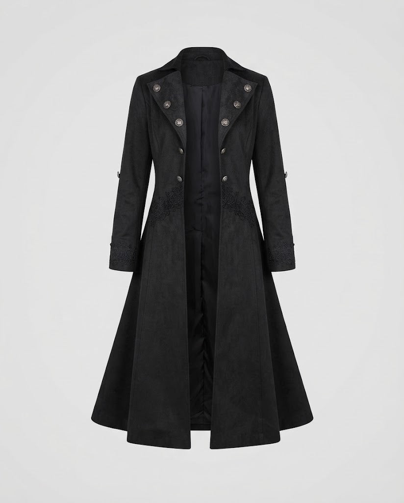 Women’s Velvet Jacket with Asymmetric Hem and Lace Trim Chichicherry