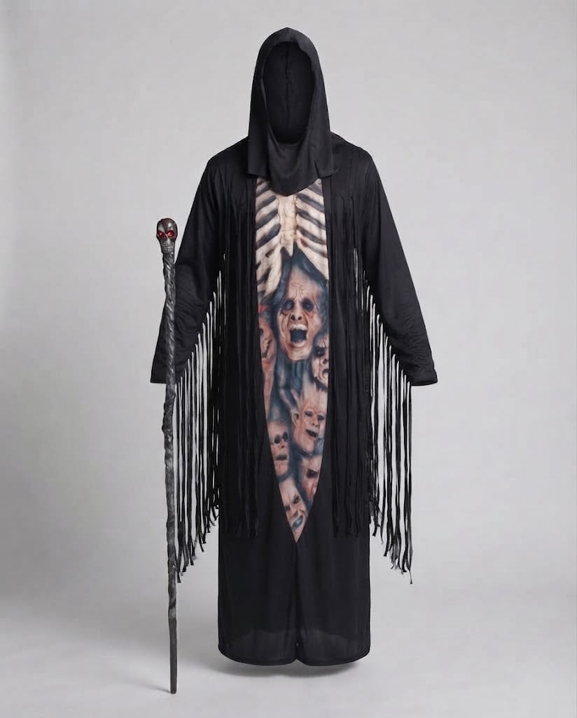 Men's Creepy Skeleton Coat with Deceptively Realistic Print Chichicherry