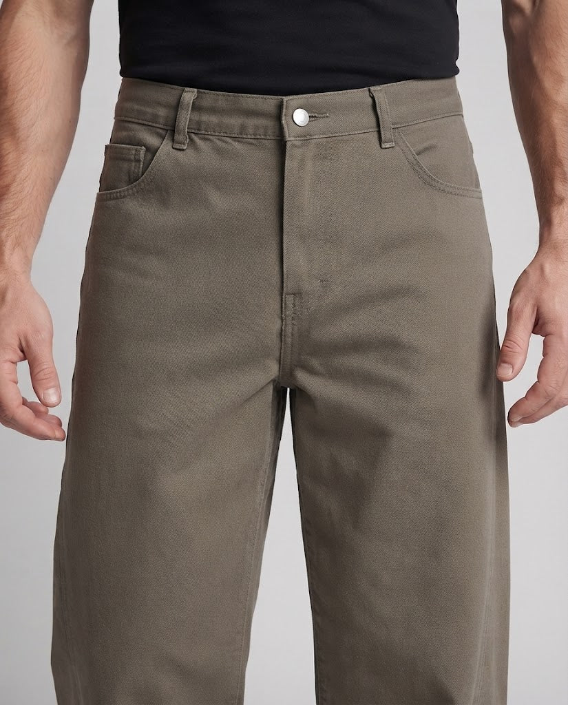 Men's Loose-Fit Workstyle Twill Pants with Continuous Side Seam Chichicherry