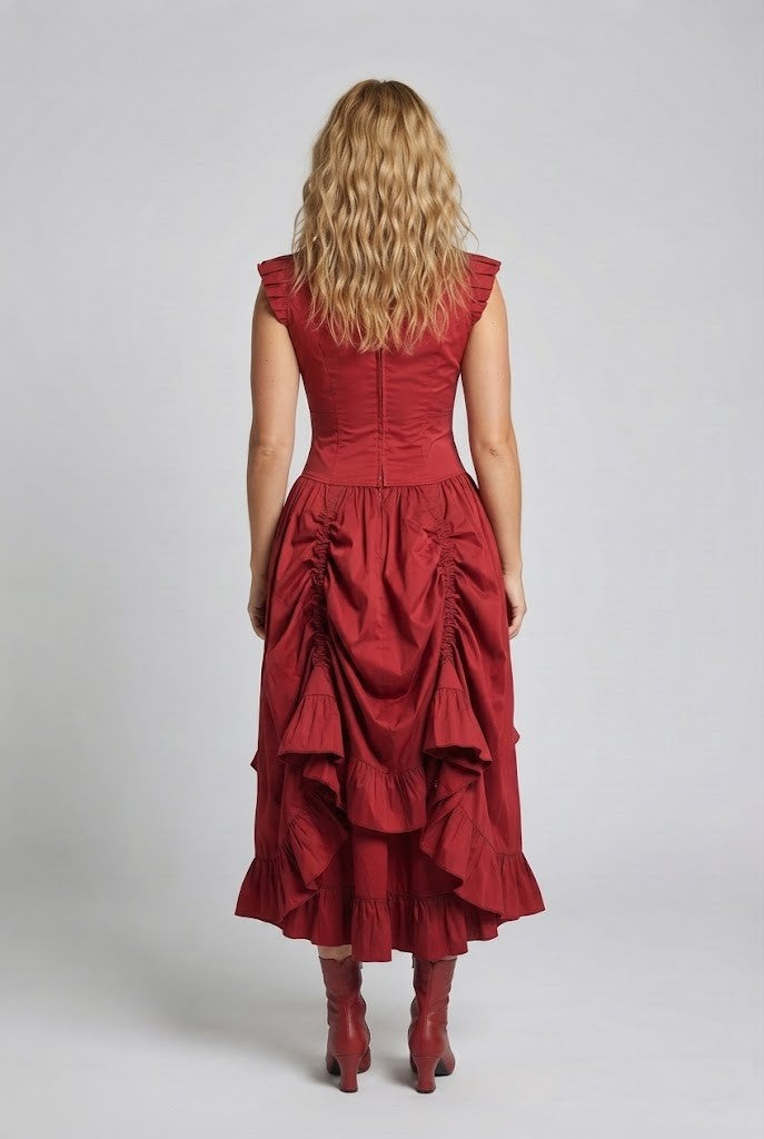 Women's romantic dress with ruffle details and elegant lacing Chichicherry