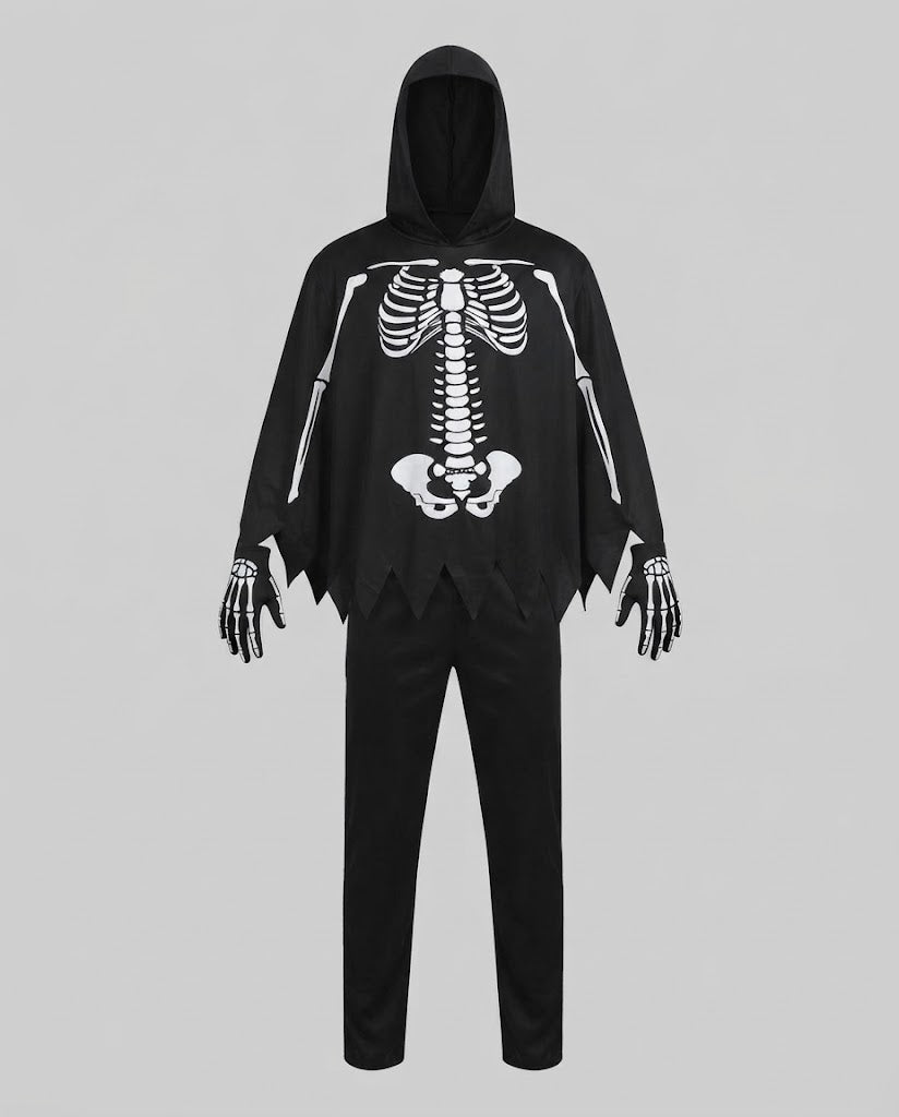Men's Skeleton Halloween Costume with Hood Chichicherry