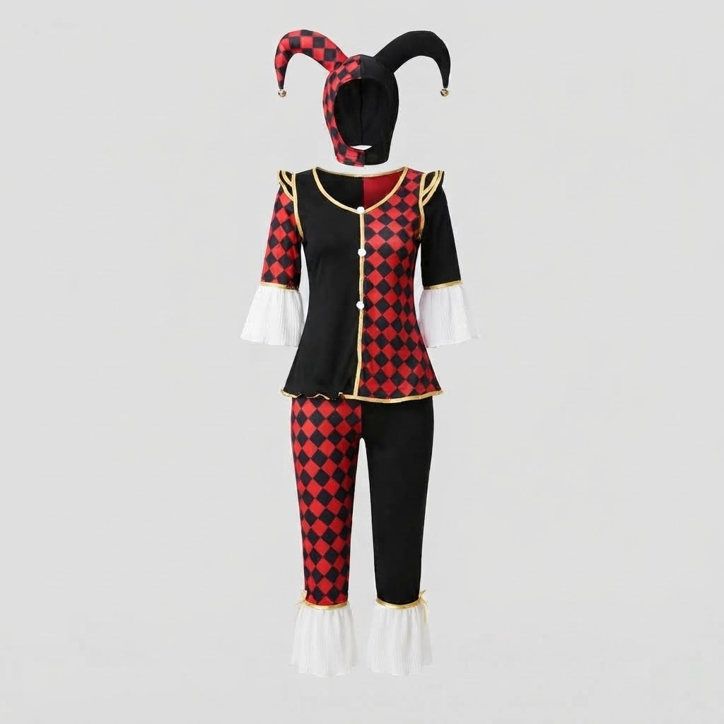Women's Joker Costume Set with Hat and Gloves Chichicherry