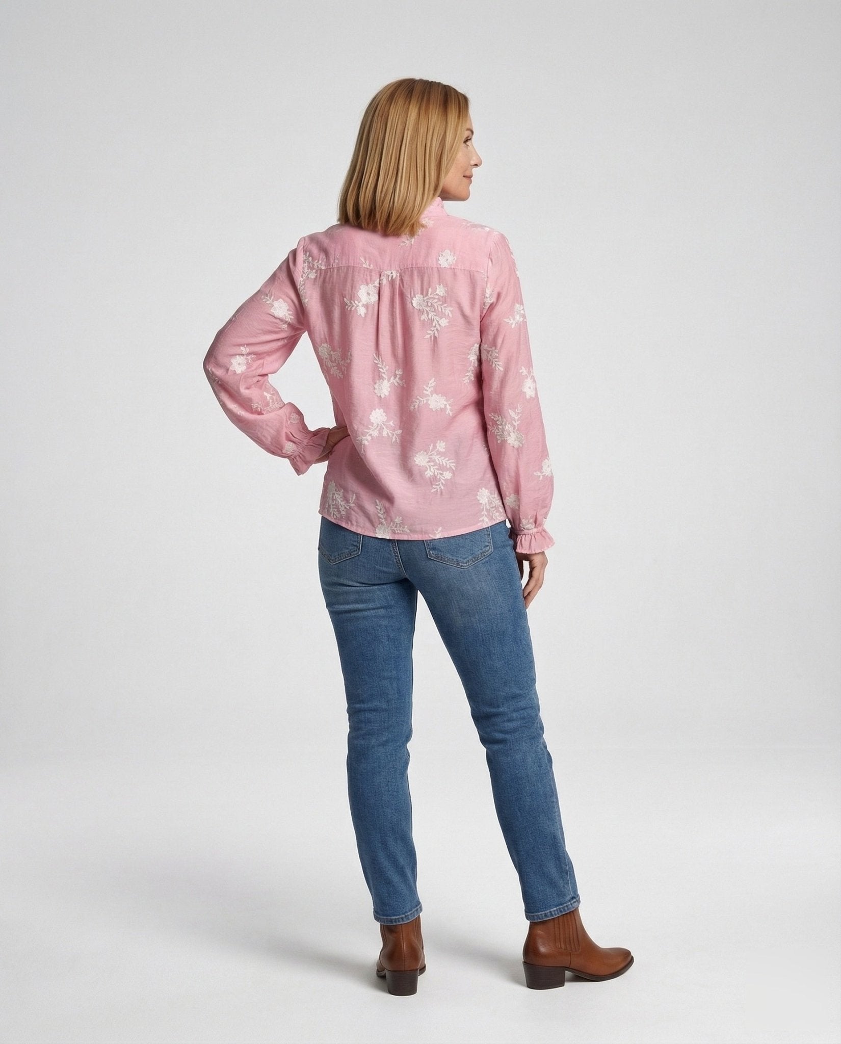 Embroidered blouse with balloon sleeves for women - Chichicherry