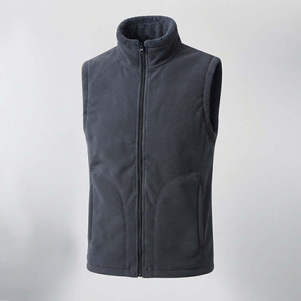 Men's Warm Thermal Fleece Vest with Sherpa Inner Lining, Stand Collar and Hidden Side Pockets Chichicherry
