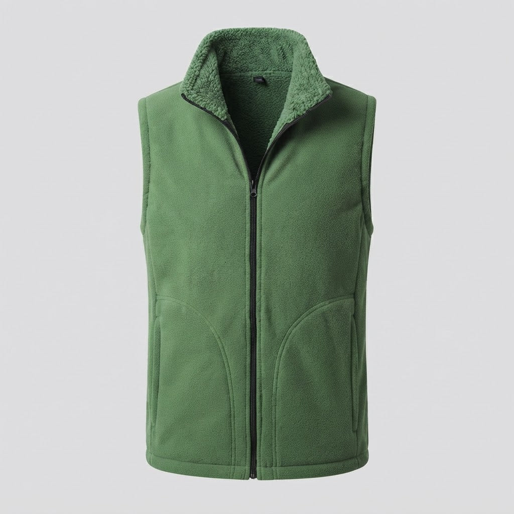 Men's Warm Thermal Fleece Vest with Sherpa Inner Lining, Stand Collar and Hidden Side Pockets Chichicherry