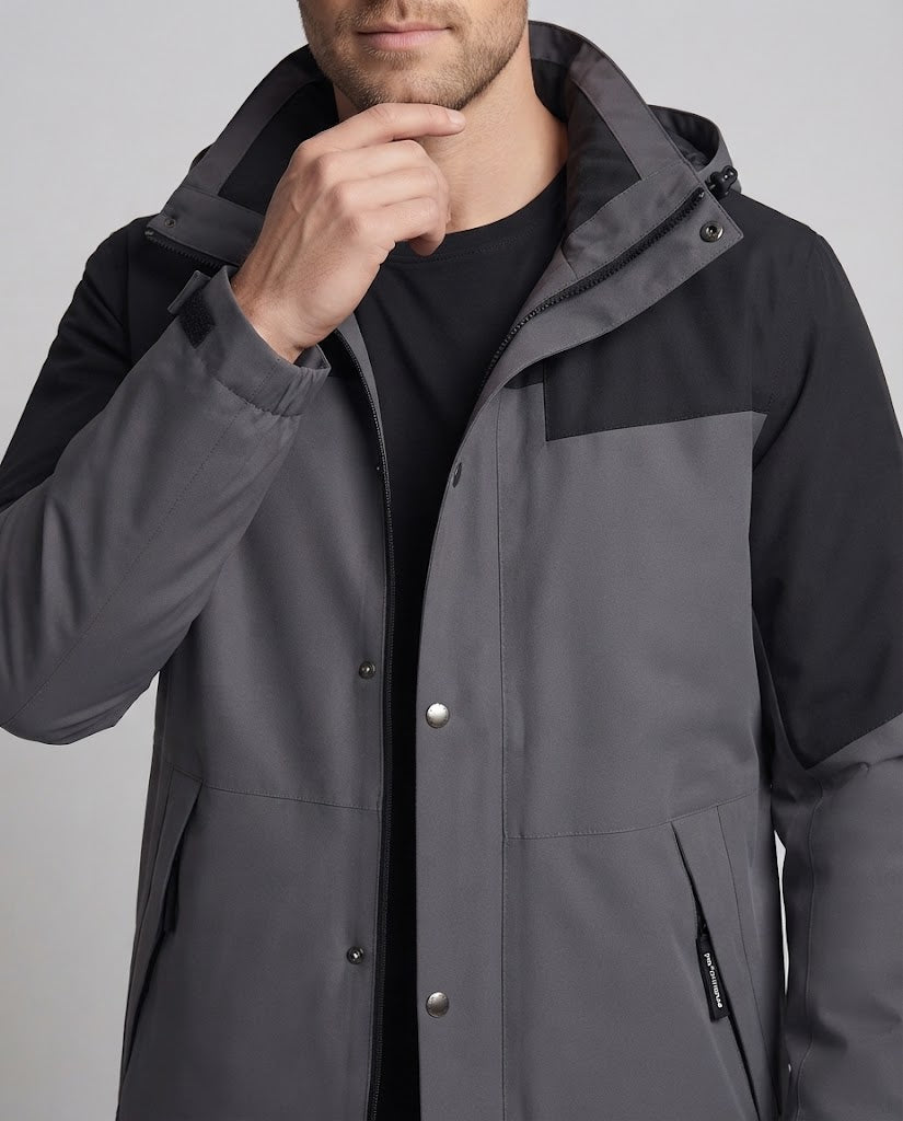Men's two-in-one winter jacket with removable hood and quilted down inner jacket Chichicherry