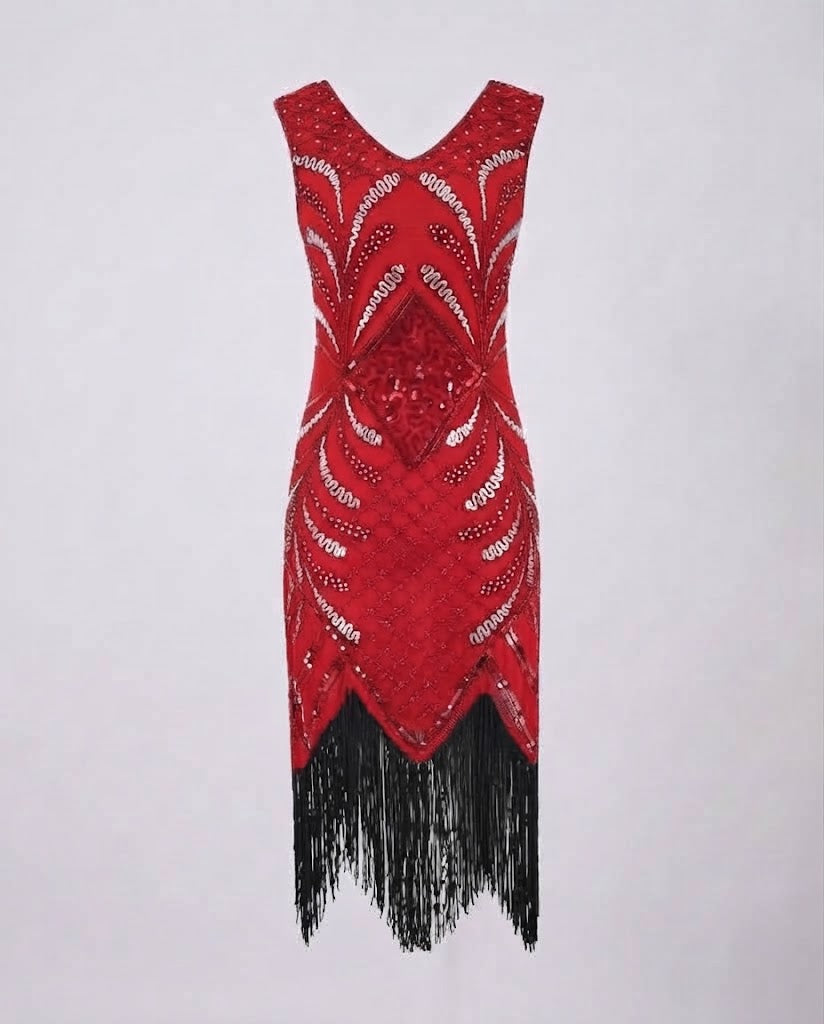 Women Elegant Fringe Cocktail Dress Chichicherry