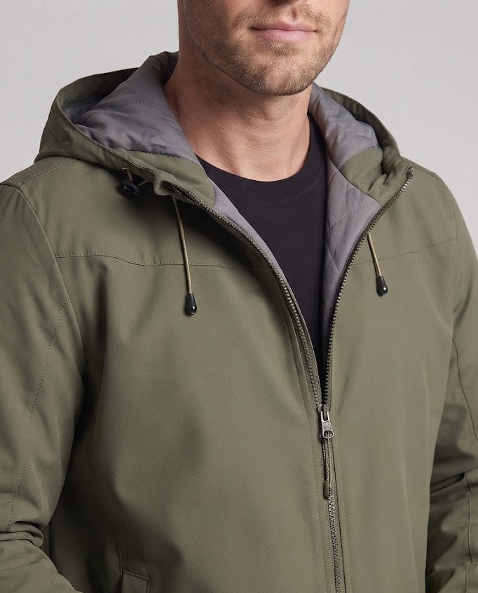 Men's lightweight wind and water repellent hooded field jacket with adjustable hood and full-length zipper Chichicherry