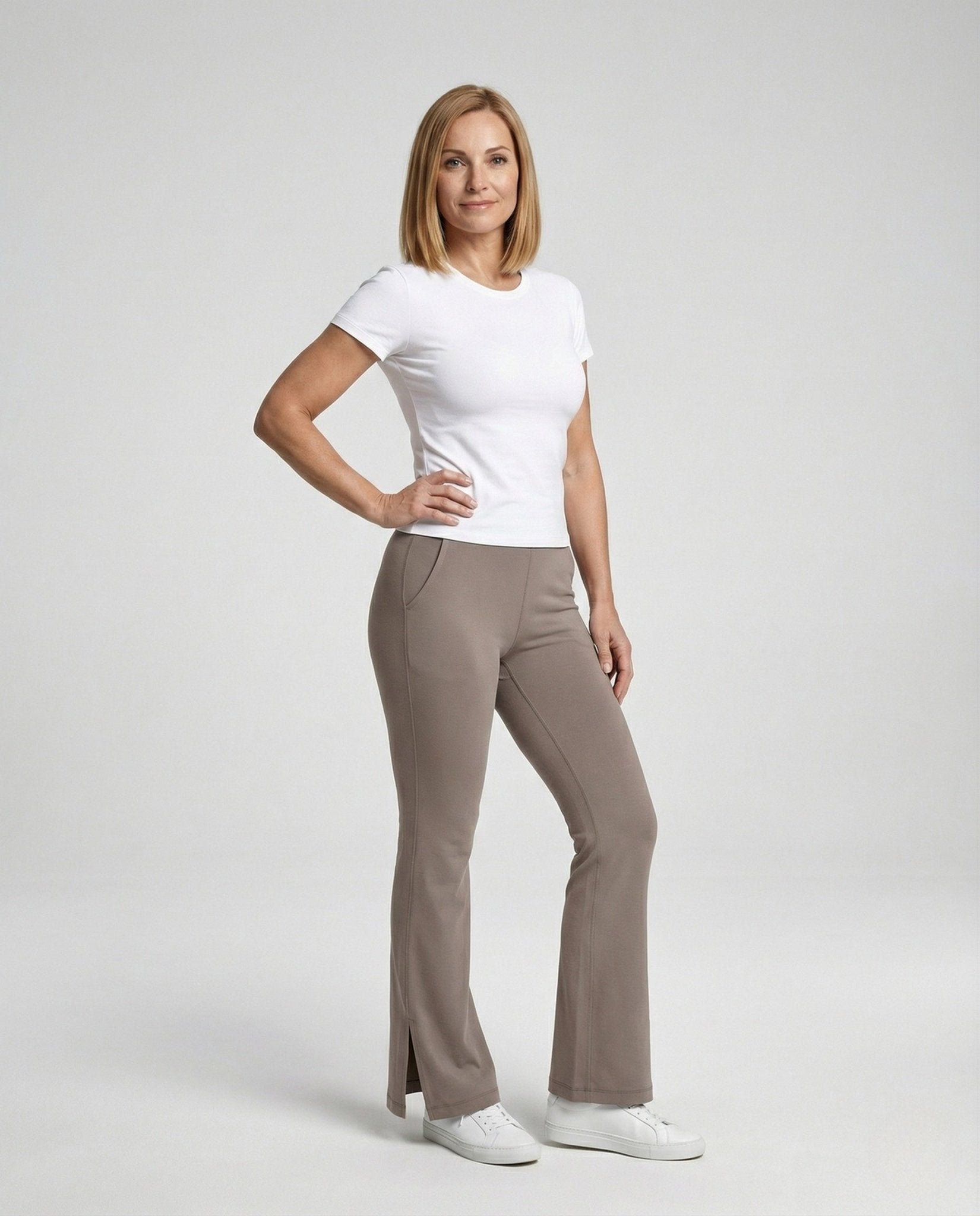 Flared Trousers Women Jersey High Waist - Chichicherry