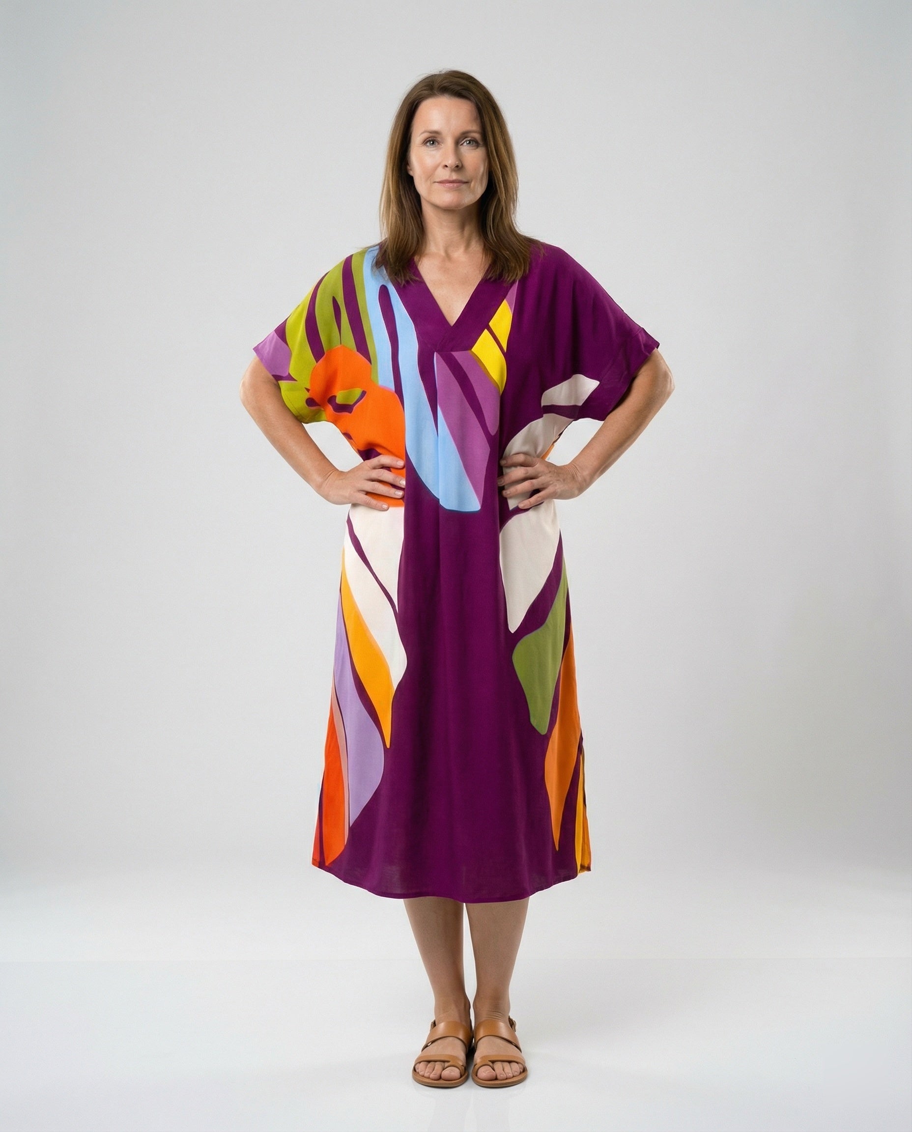 Women Kaftan Midi Dress Print