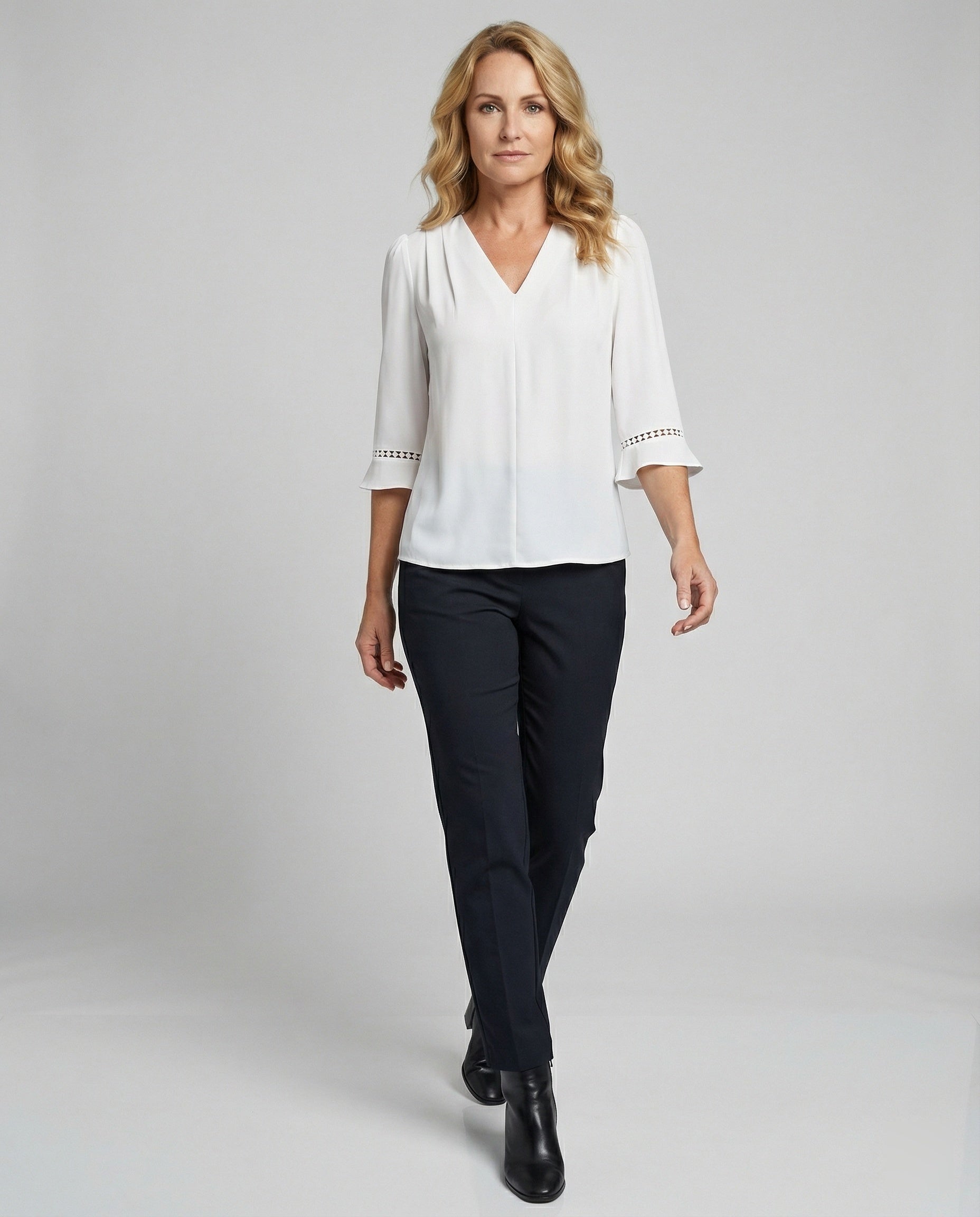 Women Blouse Top Women V-Neck Crepe