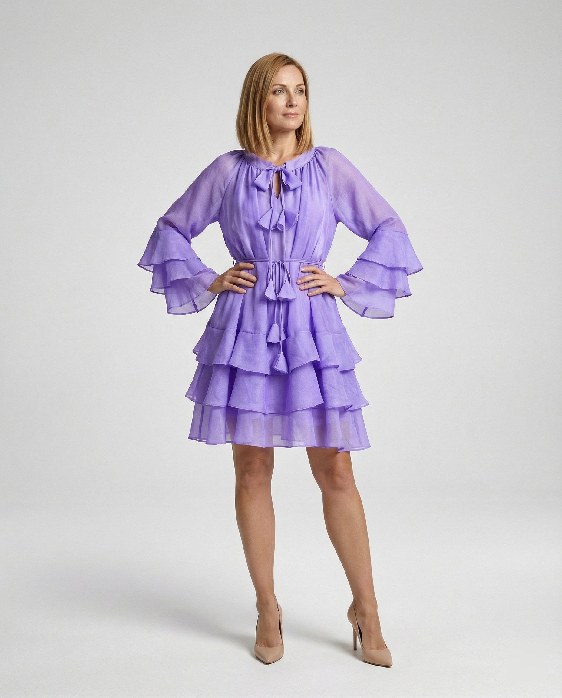 Leisure Dress Women Chiffon Ruffle Dress