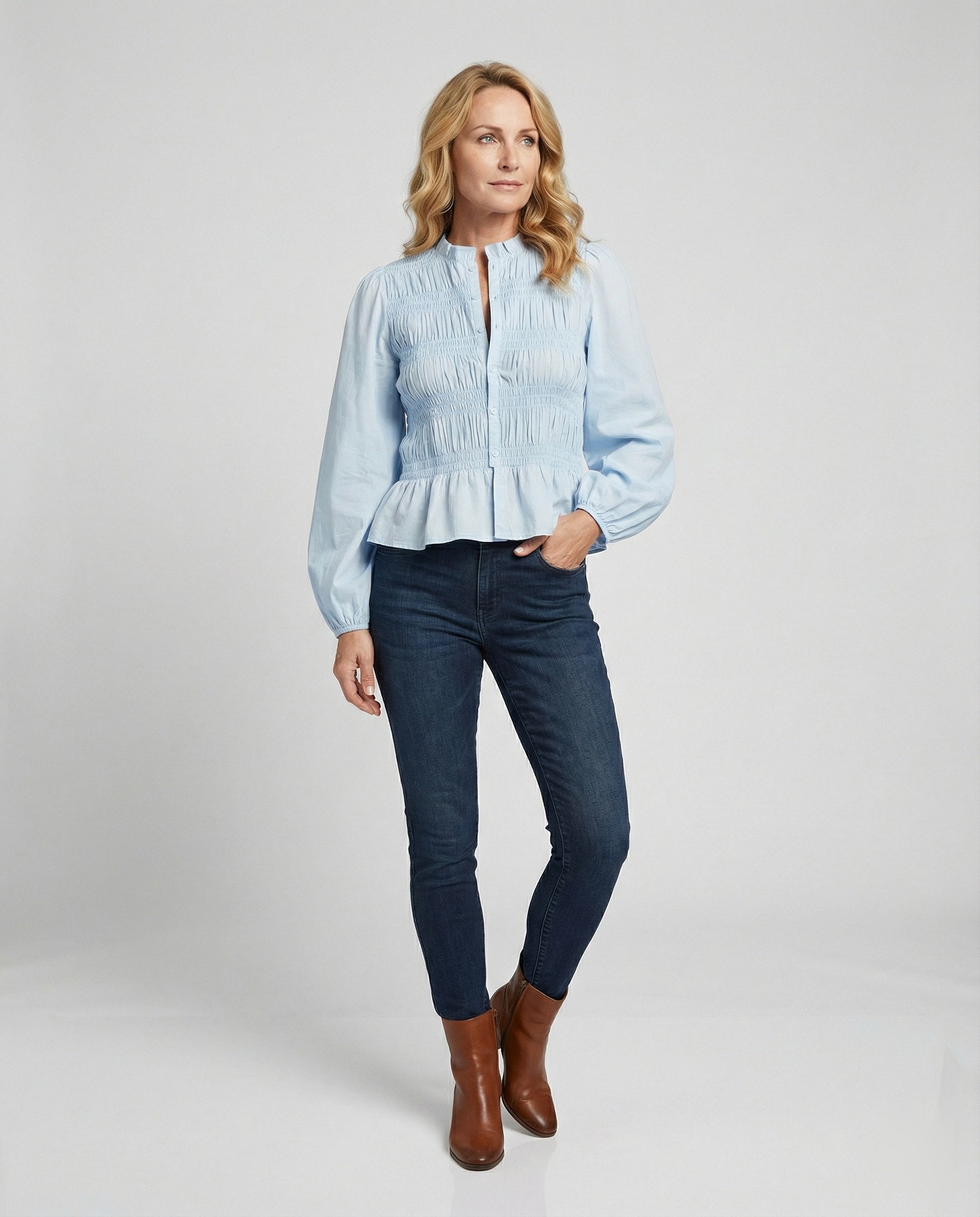 Blouse Ladies Peplum Balloon Sleeves