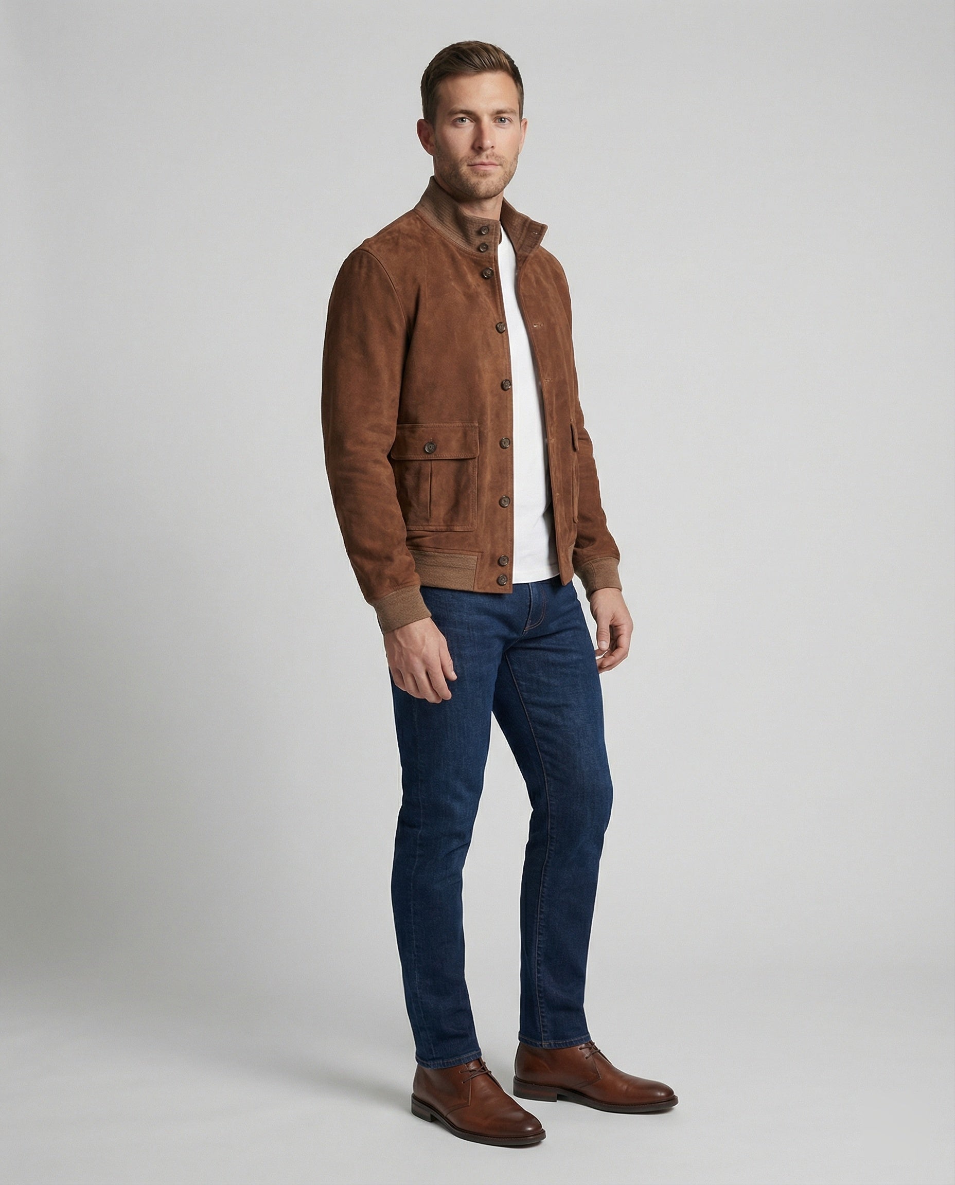 Leisurewear Men Suede Jacket Bomber