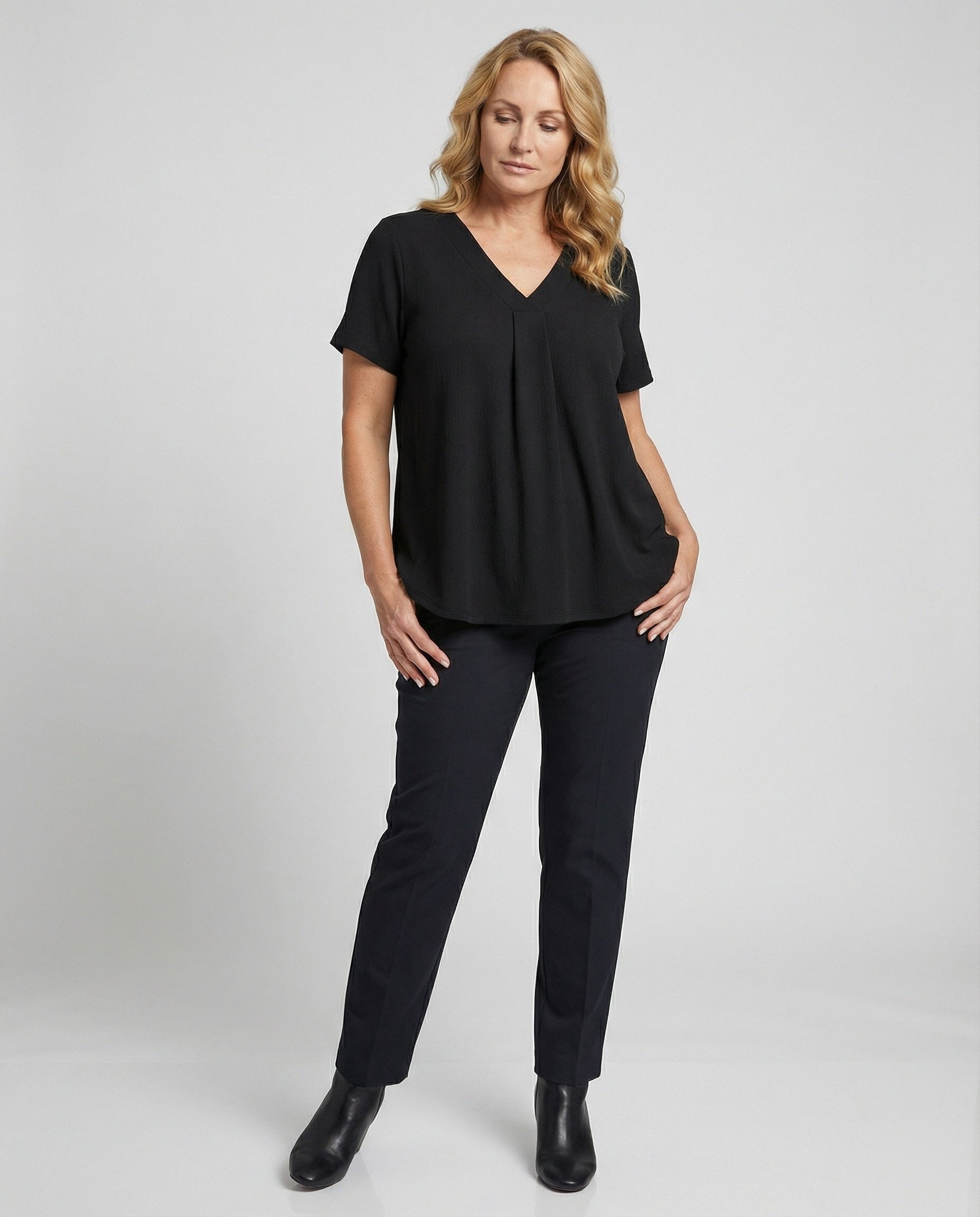 Tunic blouse women with V-neck