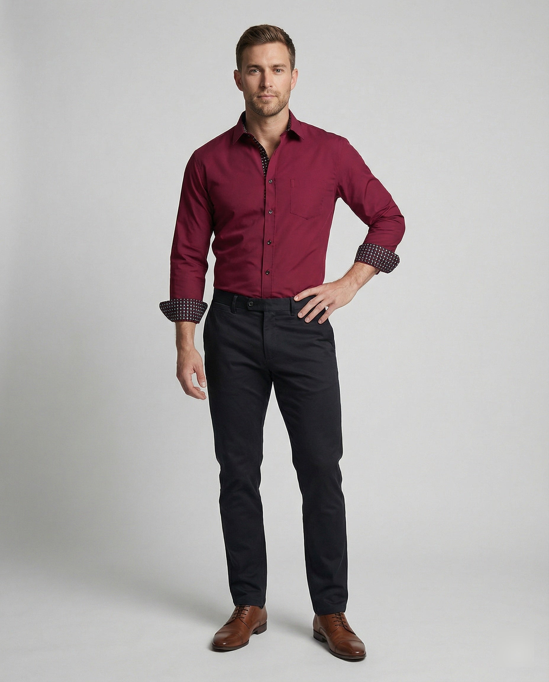 Men's Business Long Sleeve Shirt Fitted
