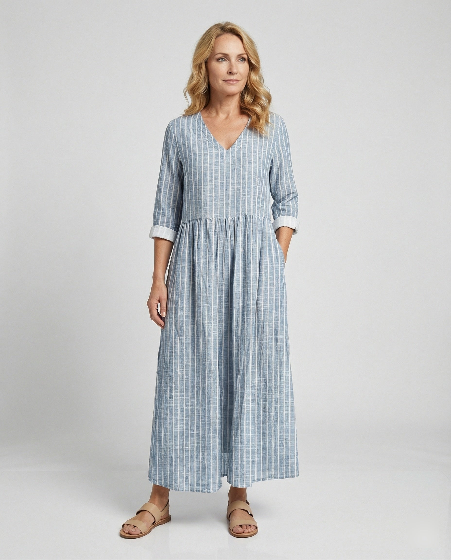 Women's Boho Maxi Dress Summer Linen Look