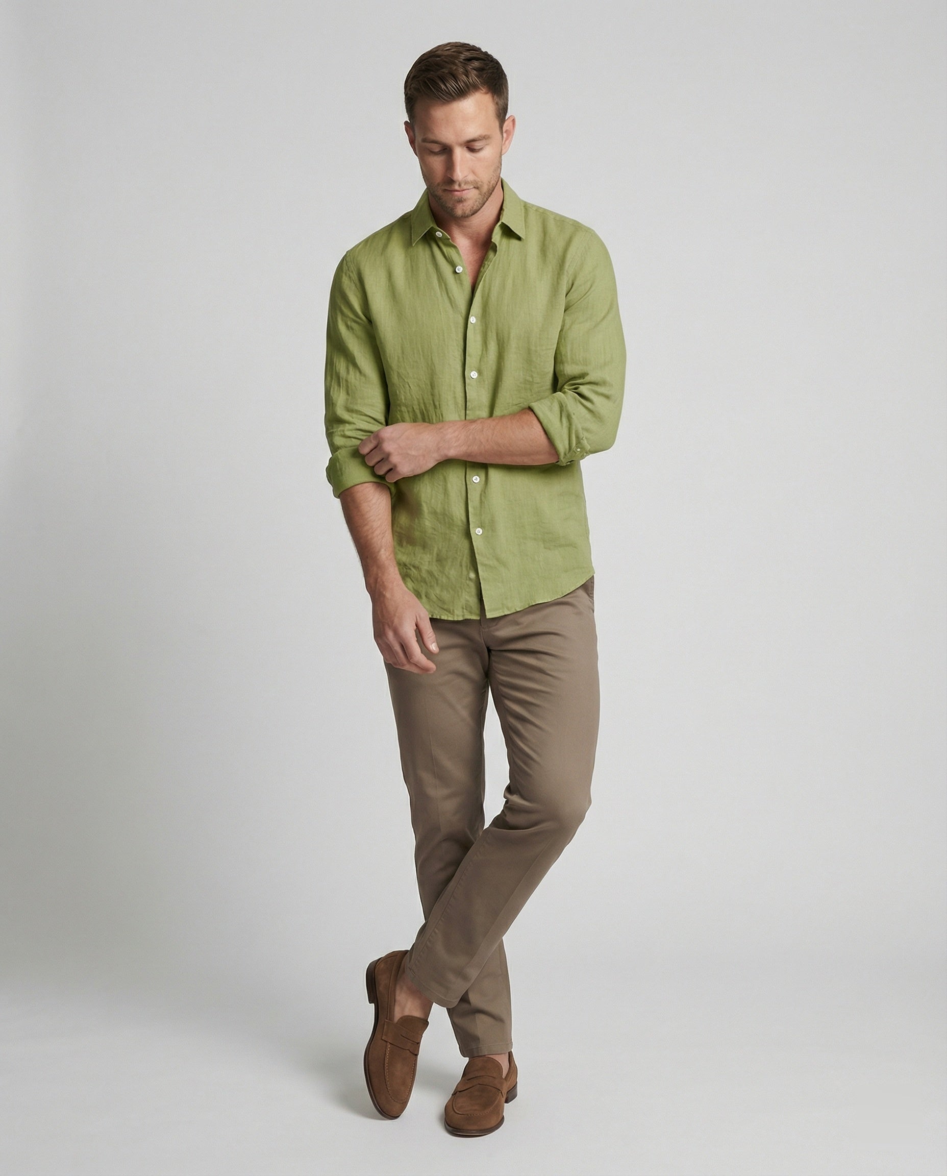 Men's Linen Shirt Men's Stand Collar