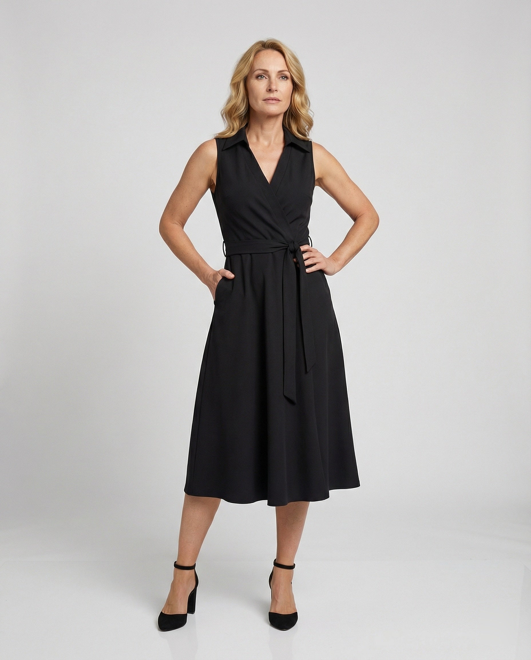 Women's wrap dress casual dress with belt