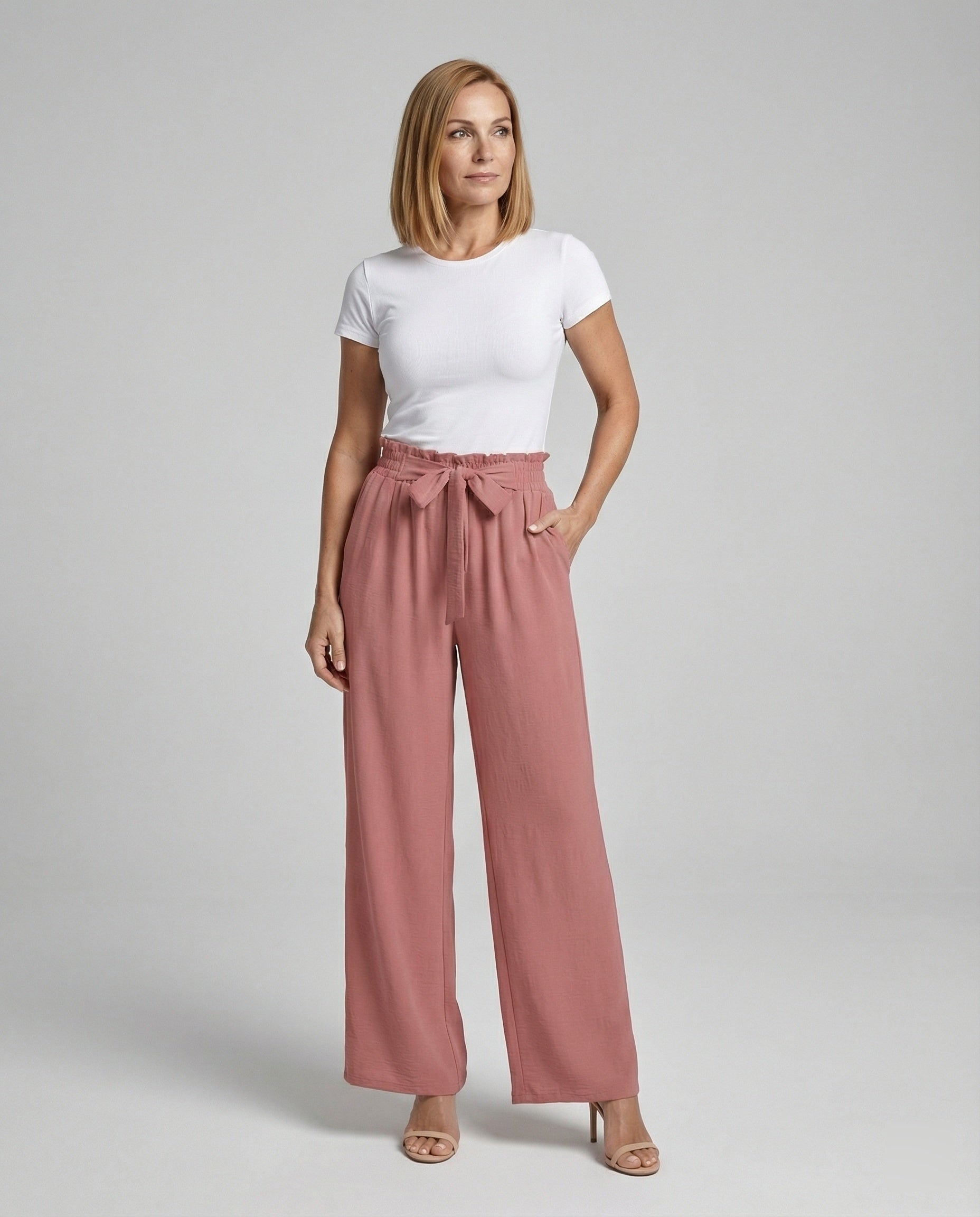 Women's fabric trousers Women's high waist wide
