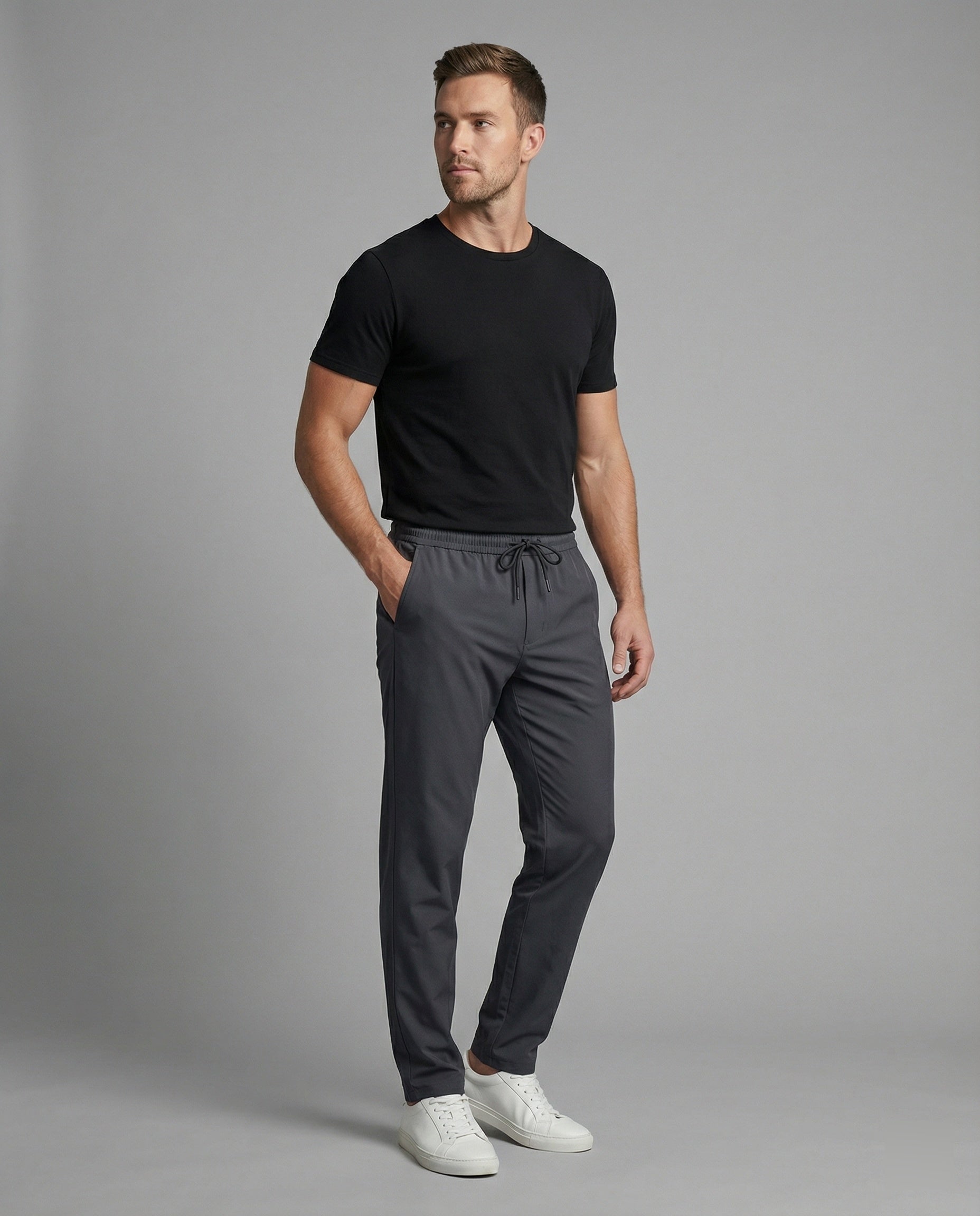 Men's Chino Pants Elastic with Drawstring