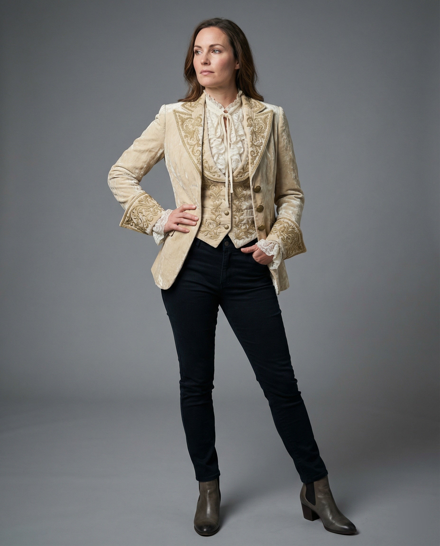 Ladies Blazer Velvet Embroidery