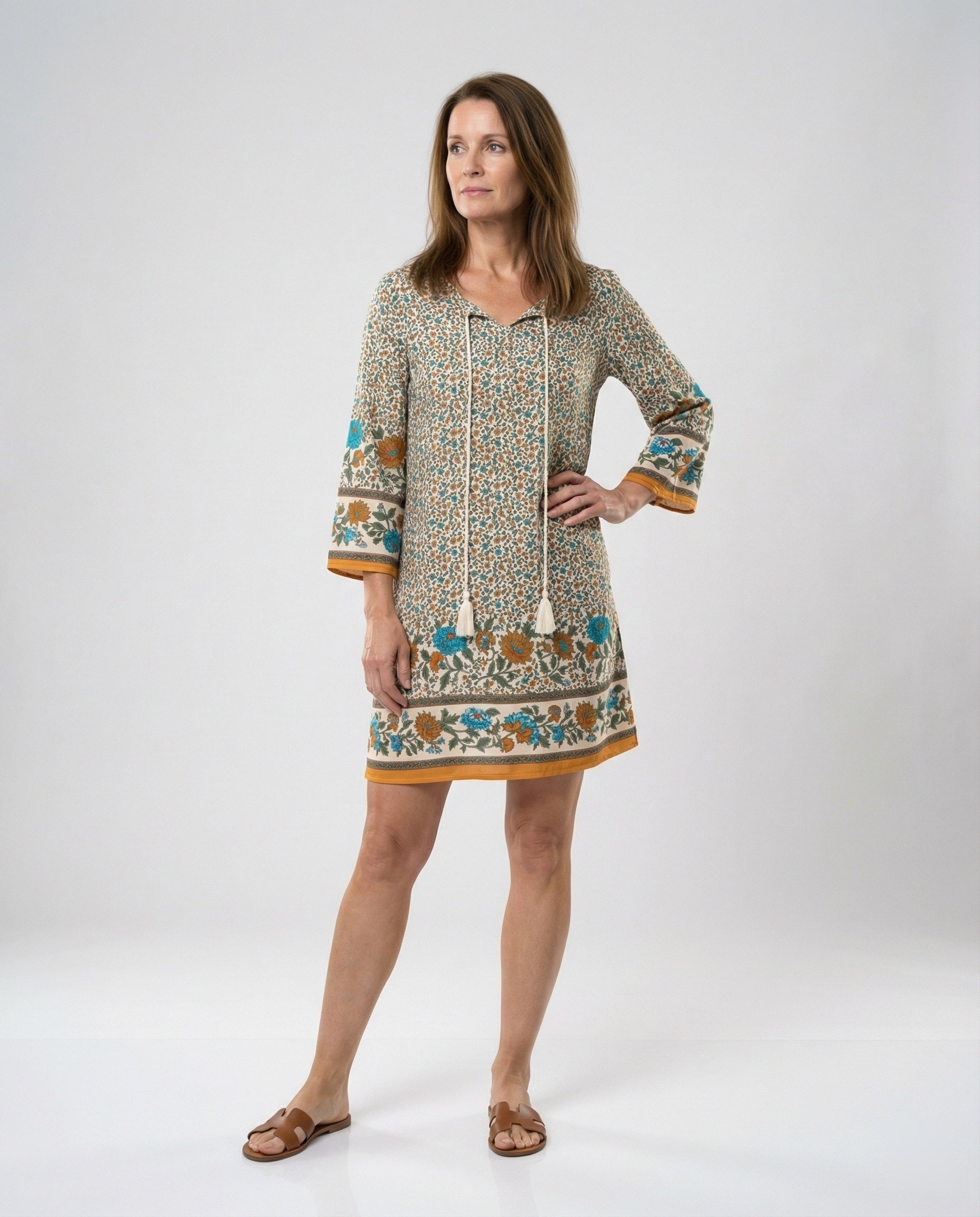Short Tunic Dress Women Floral
