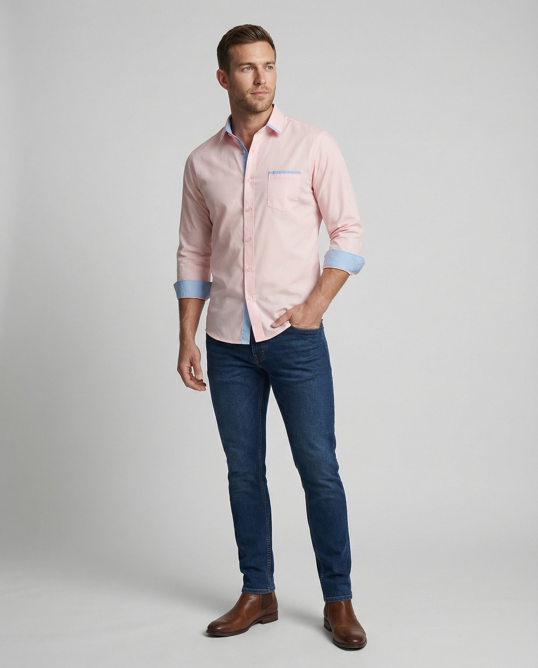 Men's Business Shirt with Kent Collar