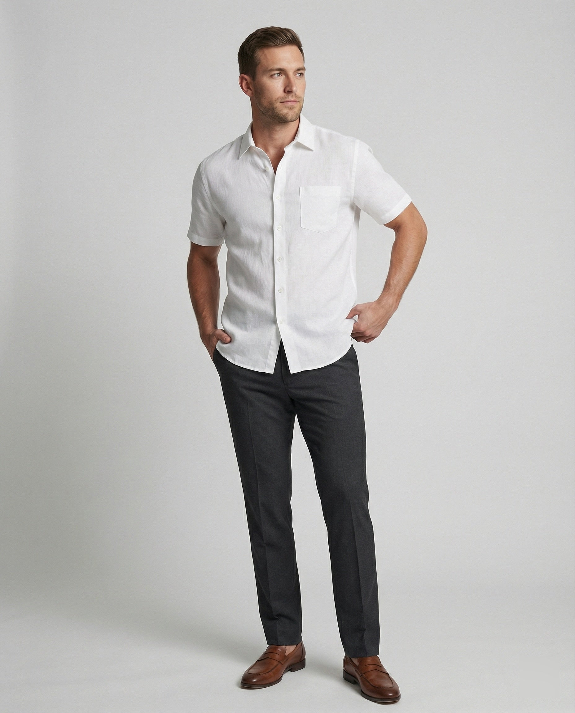 Short Sleeve Hawaii Shirt Men Palm Print