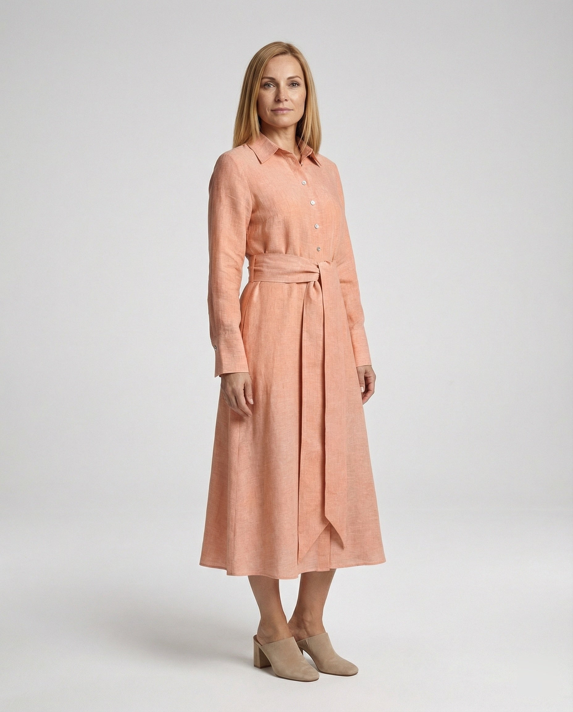 Linen casual dress women's shirt dress