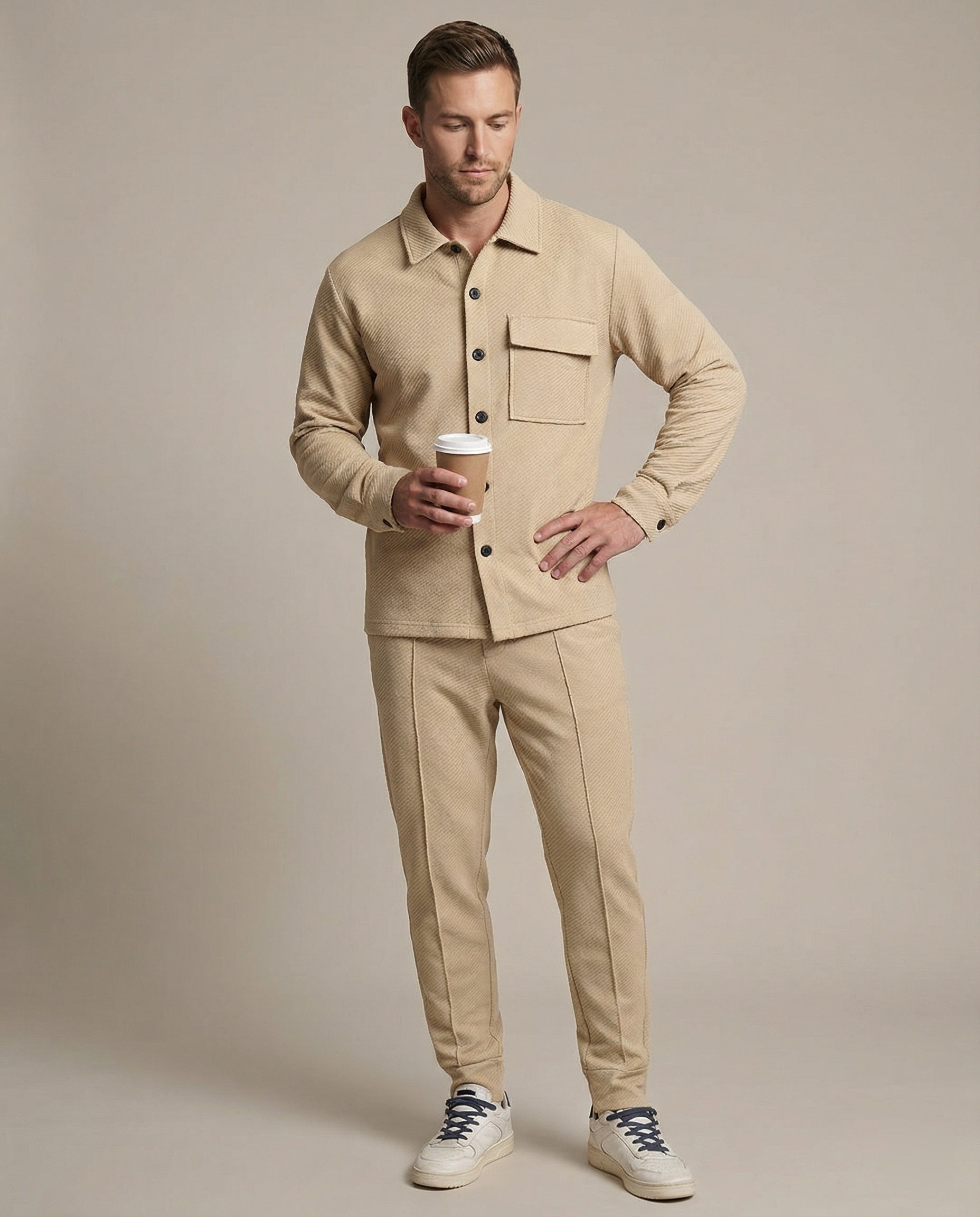 Men's cardigan with textured design