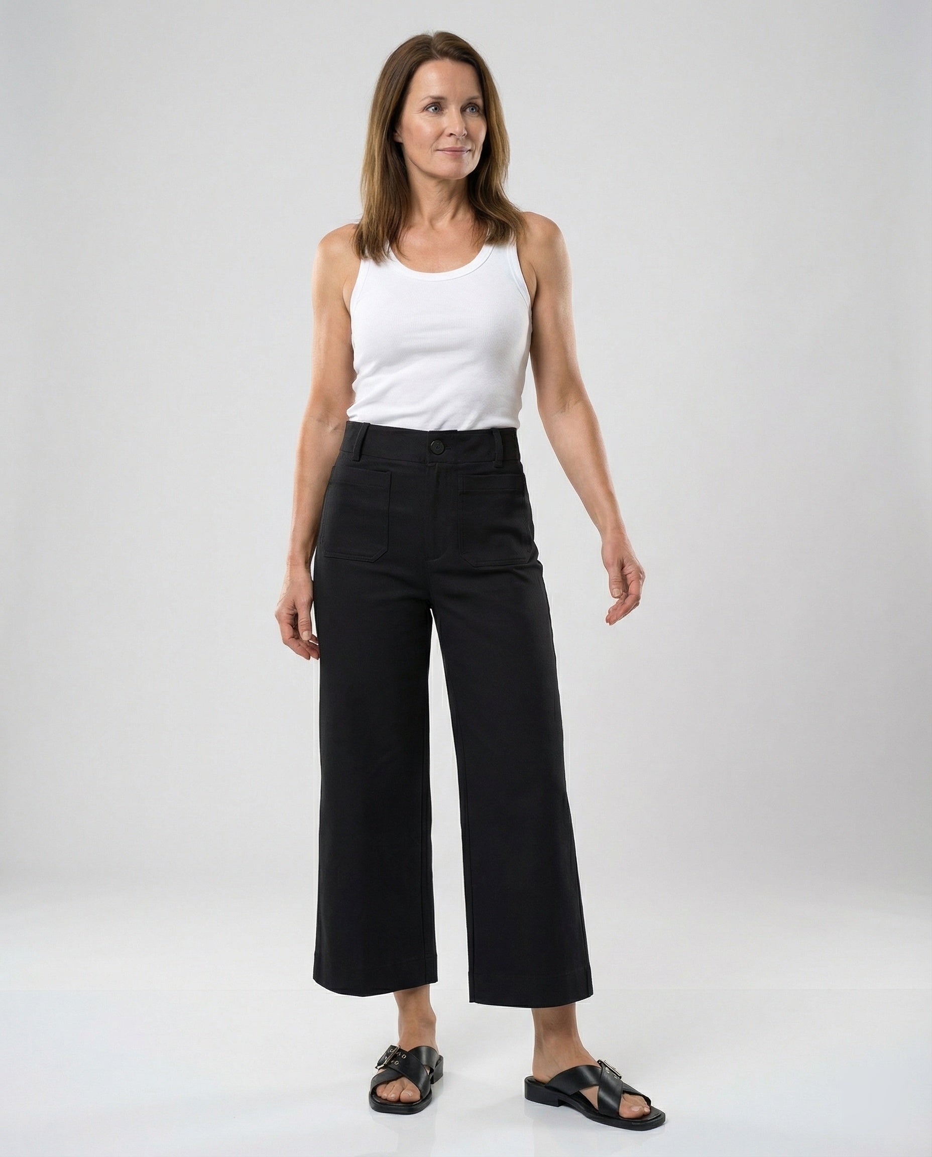 Women's wide comfortable pants with fashionable details