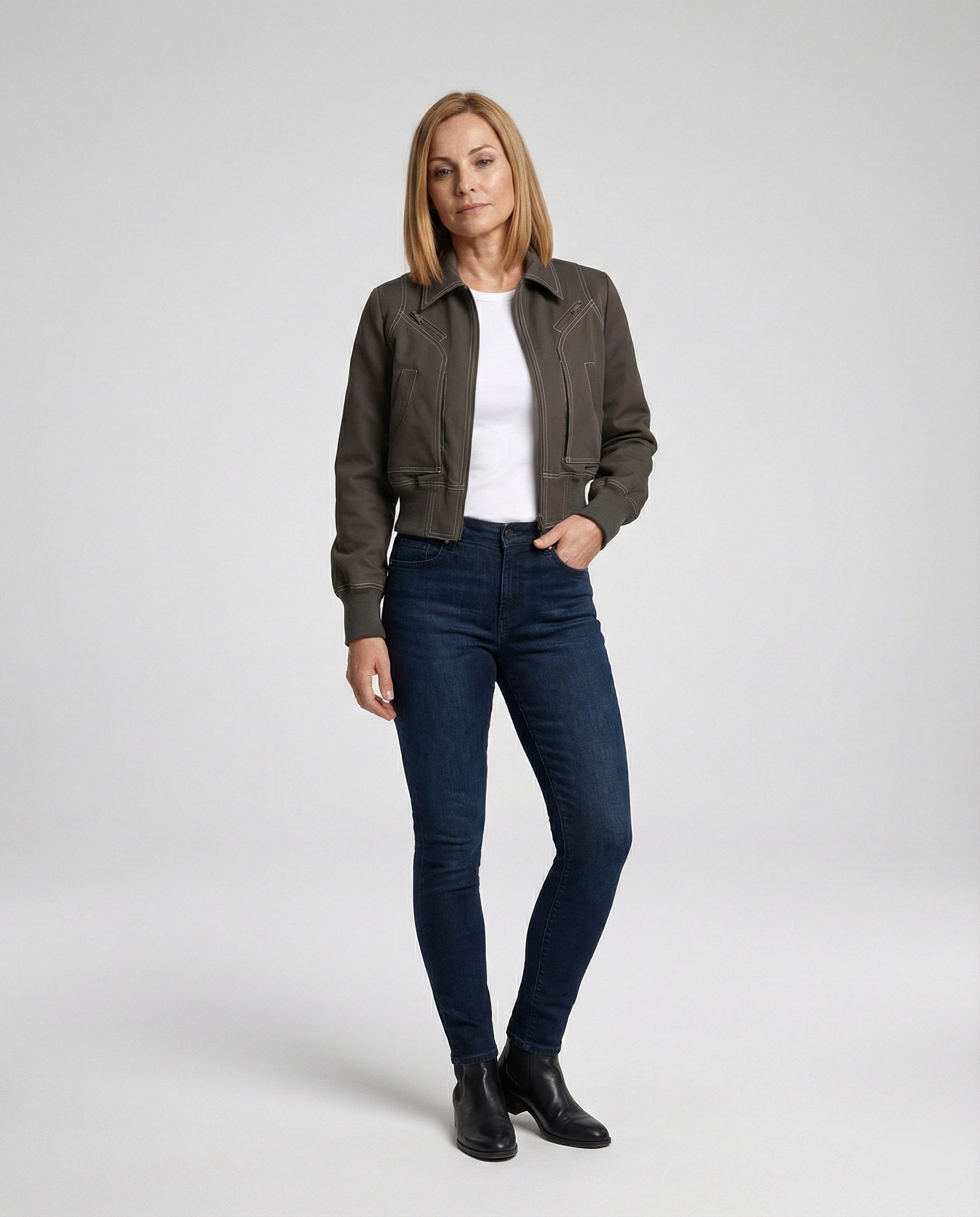 Women's Short Jacket with Zipper
