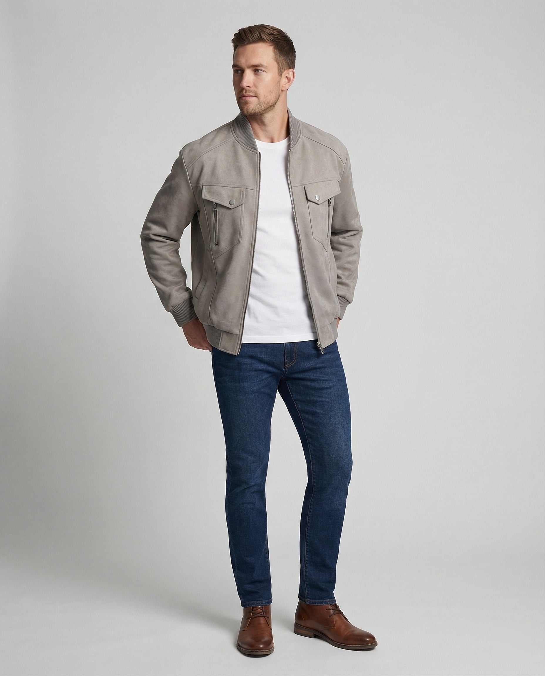 Men's Velvet Bomber Jacket Loose